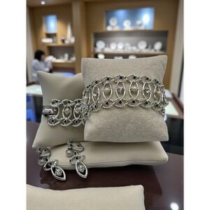 Emmons Vintage Bracelet & Clip On Earrings Set Faux Pearl Rhinestone‎